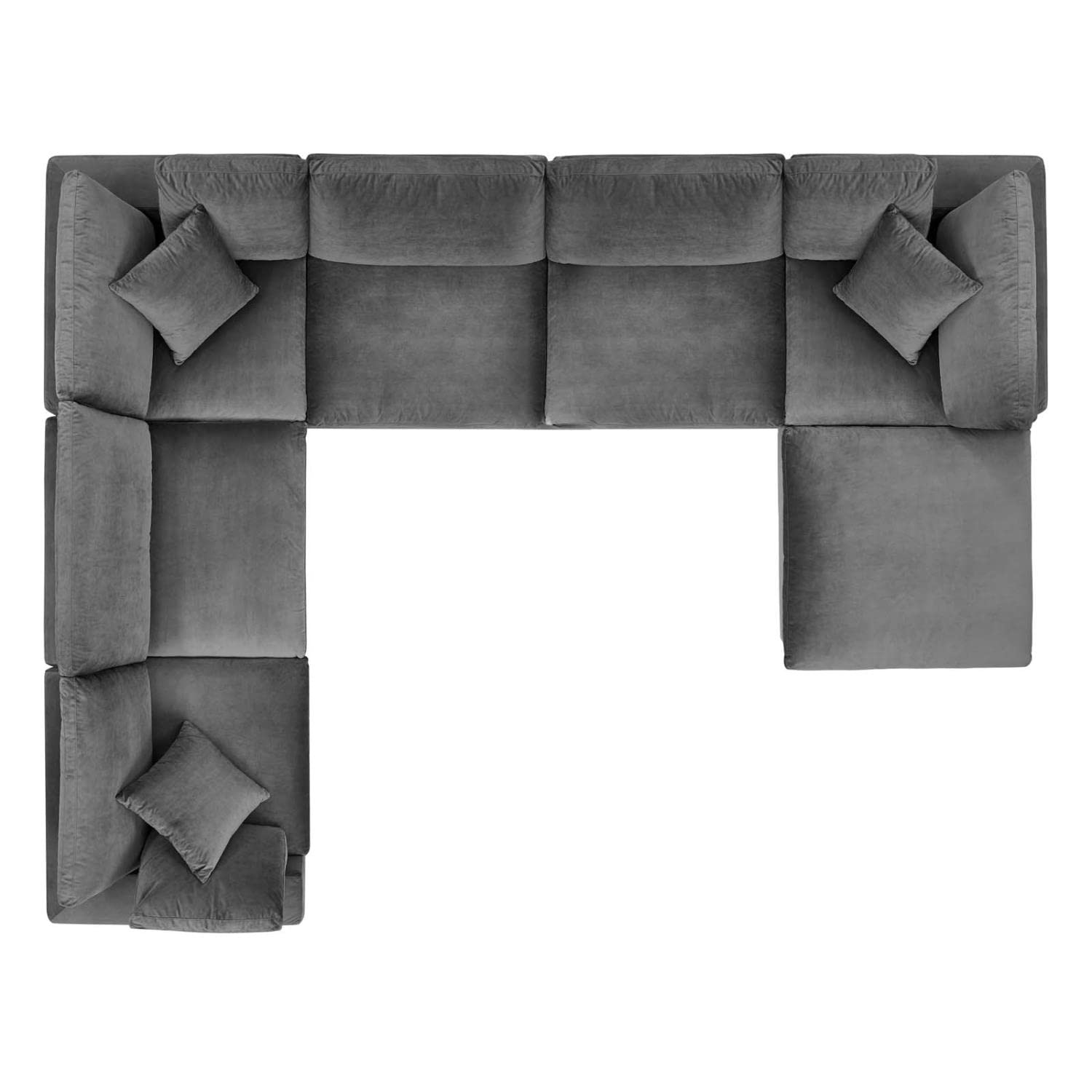 sofas | CasaFoyer Commix Cozy Sectional Sofa Set | Modern Elegance | Stain-Resistant Velvet | Overstuffed Cushions | Solid Wood Construction | 7-Piece Gray Set | casafoyer.myshopify.com