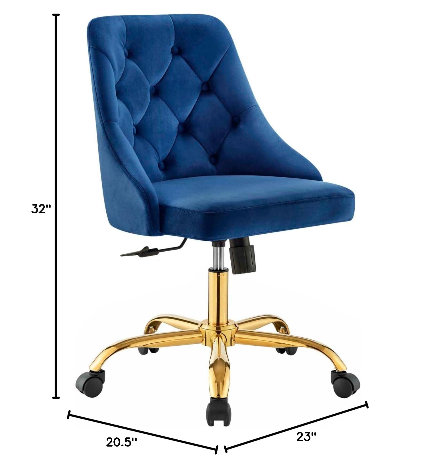 home office desk chairs | CasaFoyer Distinct Tufted Performance Velvet Office Chair | Gold Navy | Glam Deco Style | Stain-Resistant | 360 Swivel | Pneumatic Height Adjustment | 220 lbs Capacity | casafoyer.myshopify.com