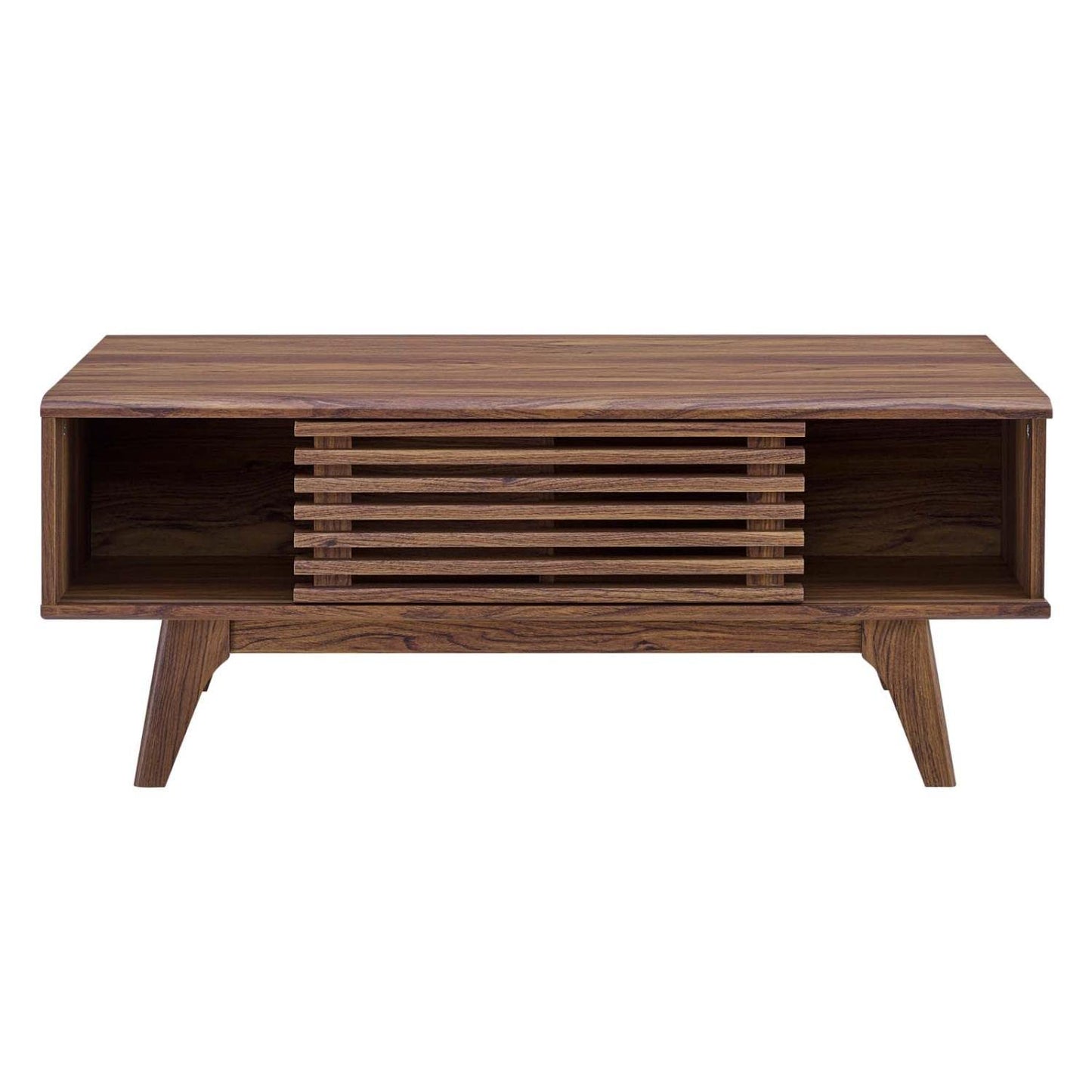 coffee tables | Ergode Render Coffee Table | Mid-Century Charm | Walnut Laminate | Sliding Door | Splayed Frame | Versatile & Stylish | Ideal for Display & Relaxation | casafoyer.myshopify.com