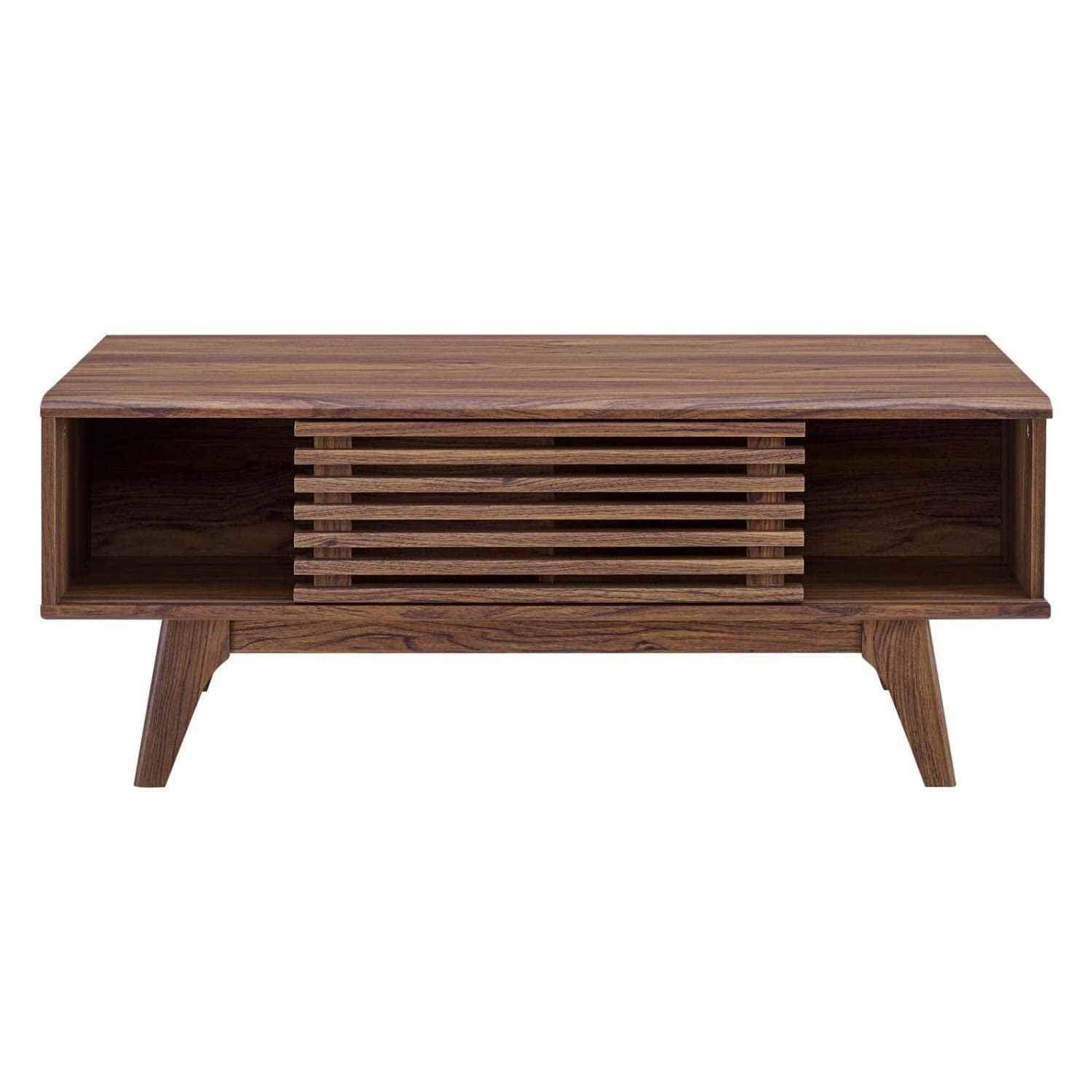 coffee tables | Ergode Render Coffee Table | Mid-Century Charm | Walnut Laminate | Sliding Door | Splayed Frame | Versatile & Stylish | Ideal for Display & Relaxation | casafoyer.myshopify.com