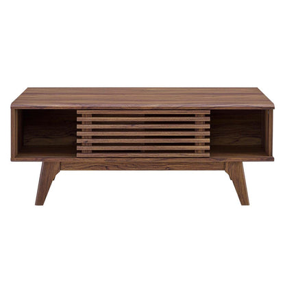 coffee tables | Ergode Render Coffee Table | Mid-Century Charm | Walnut Laminate | Sliding Door | Splayed Frame | Versatile & Stylish | Ideal for Display & Relaxation | casafoyer.myshopify.com