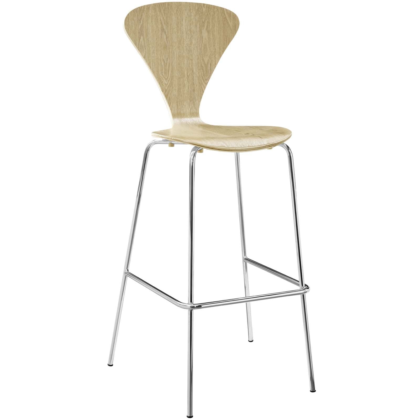 barstools | CasaFoyer Passage Bar Stool | Mid-Century Style | Lacquered Plywood Design | Chrome Base & Footrest | Non-Marking Foot Caps | V-Shaped Back & Waterfall Seat | Perfect for Dining | casafoyer.myshopify.com