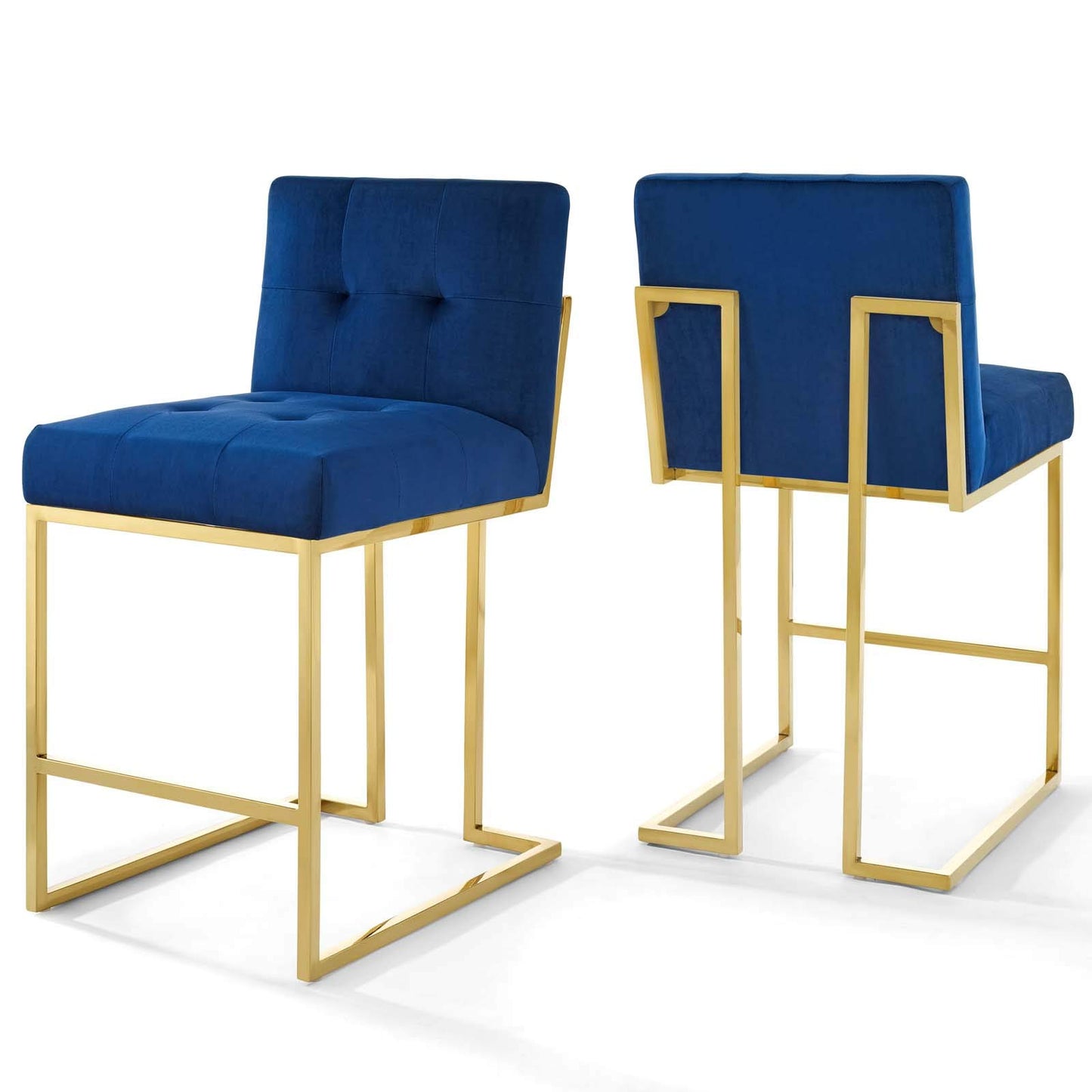 barstools | CasaFoyer Privy Counter Stool Set of 2 | Gold Stainless Steel Base | Performance Velvet Upholstery | No Assembly | 331 lbs Weight Capacity | casafoyer.myshopify.com