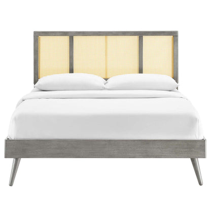 adjustable bed bases | CasaFoyer Kelsea Woven Cane Rattan Wood Full Platform Bed | Retro Detail | Organic Aesthetics | Mid-Century Modern with Tropical Flair | Sturdy | No Box Spring Needed | Gray | casafoyer.myshopify.com