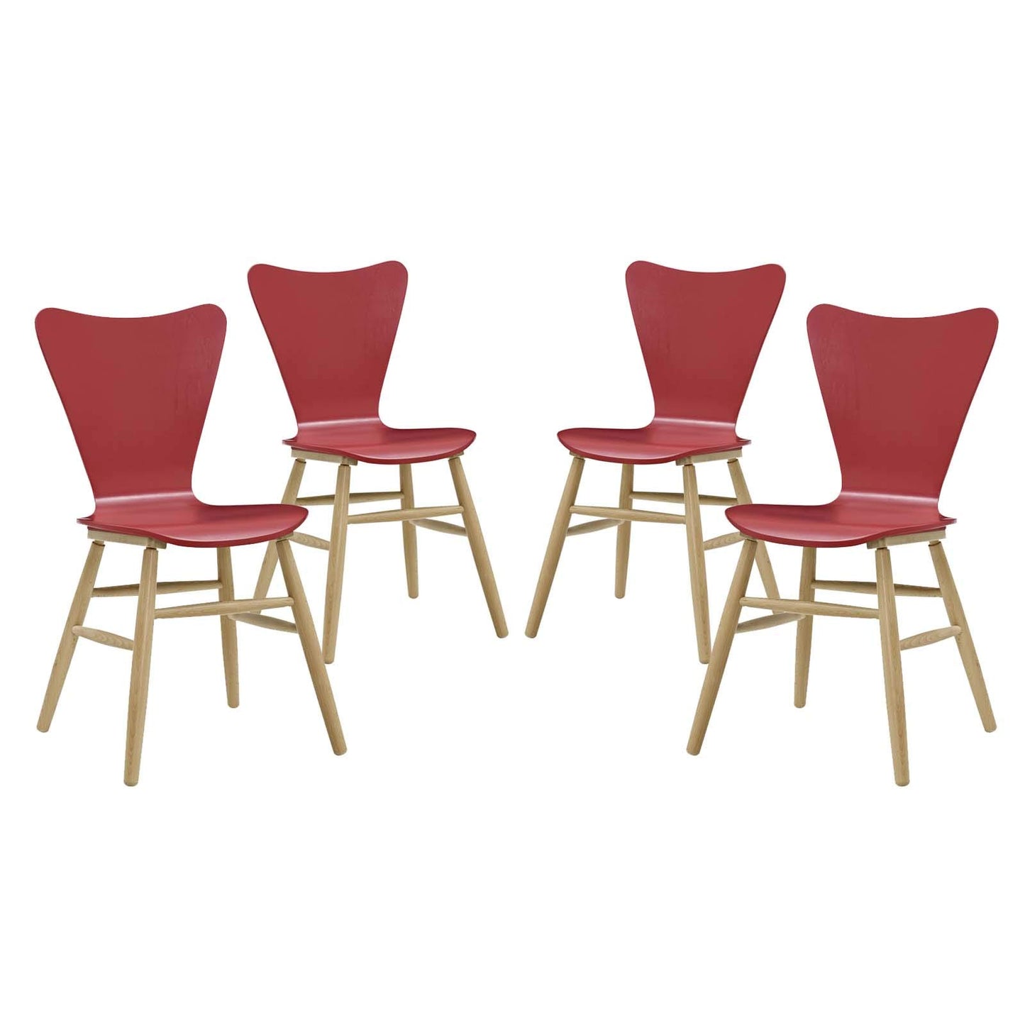 home office desk chairs | CasaFoyer Cascade Dining Chair Set of 4 | Mid-Century Style | Contoured Seat | Flared Back | Beechwood Legs | 331lb Capacity | Red | casafoyer.myshopify.com