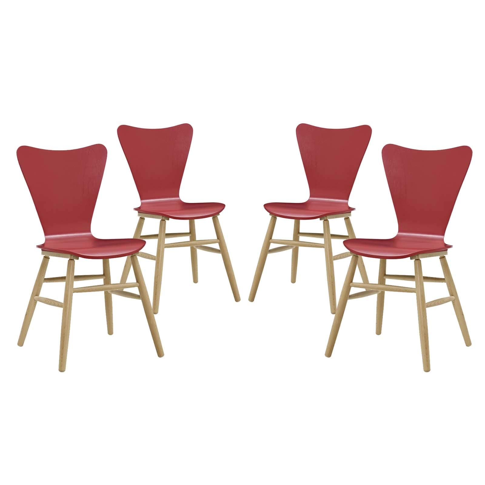 home office desk chairs | CasaFoyer Cascade Dining Chair Set of 4 | Mid-Century Style | Contoured Seat | Flared Back | Beechwood Legs | 331lb Capacity | Red | casafoyer.myshopify.com