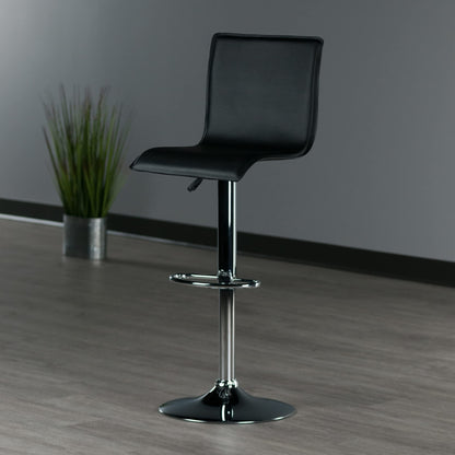 STOOL_SEATING | CasaFoyer  Wood High Back Airlift Adjustable Swivel Stool | Sleek Black Faux Leather Seat | 360 Swivel | Adjustable Height | Footrest | Durable Base | Easy Assembly | Replacement Parts | 16.34 W x 20 D x 45.08 H | 16.7 lbs | casafoyer.myshopify.com