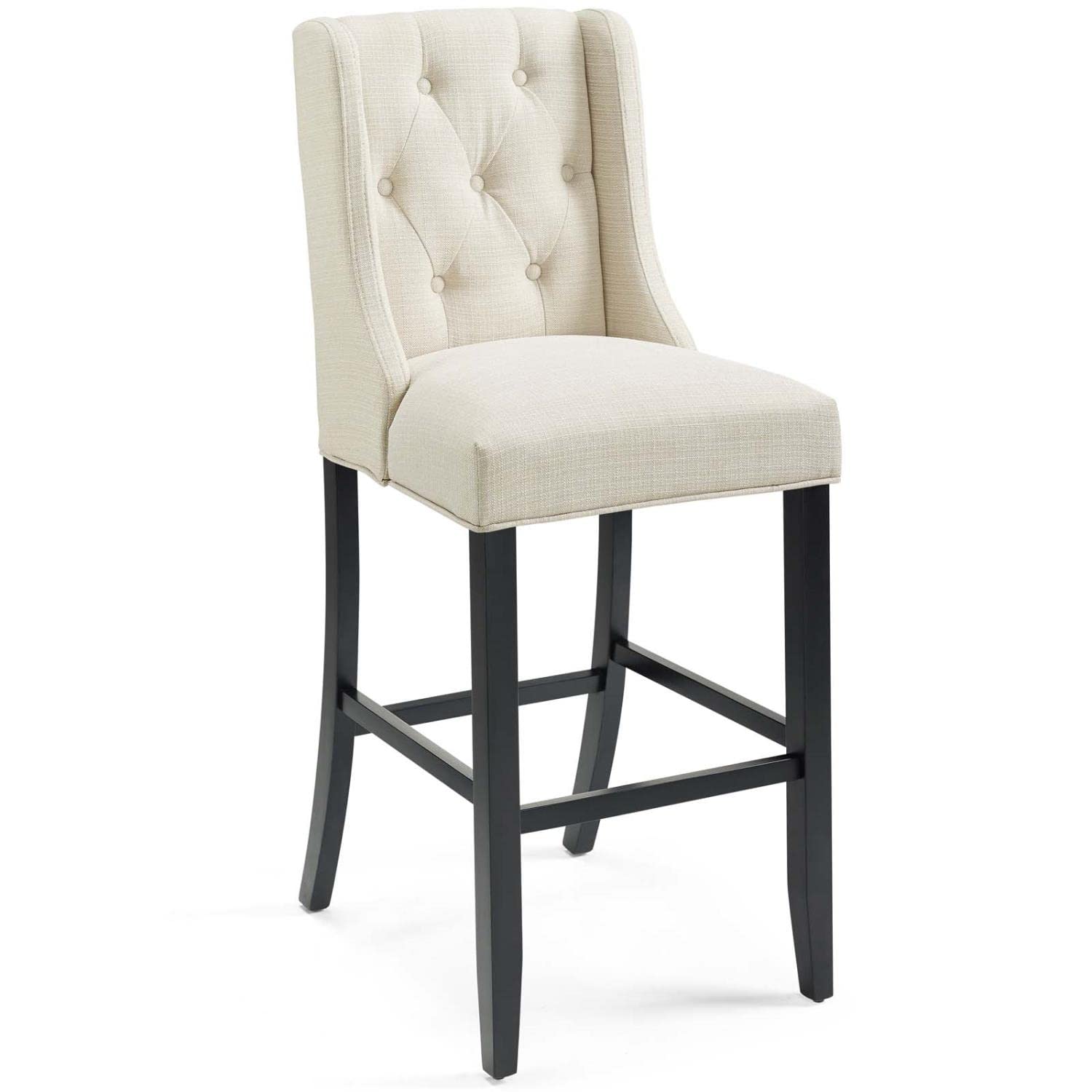 barstools | CasaFoyer Baronet Tufted Button Upholstered Fabric Bar Stool Set of 2 | Beige | 500 lbs Capacity | Comfortable Foam Padding | Solid Wood Legs | casafoyer.myshopify.com