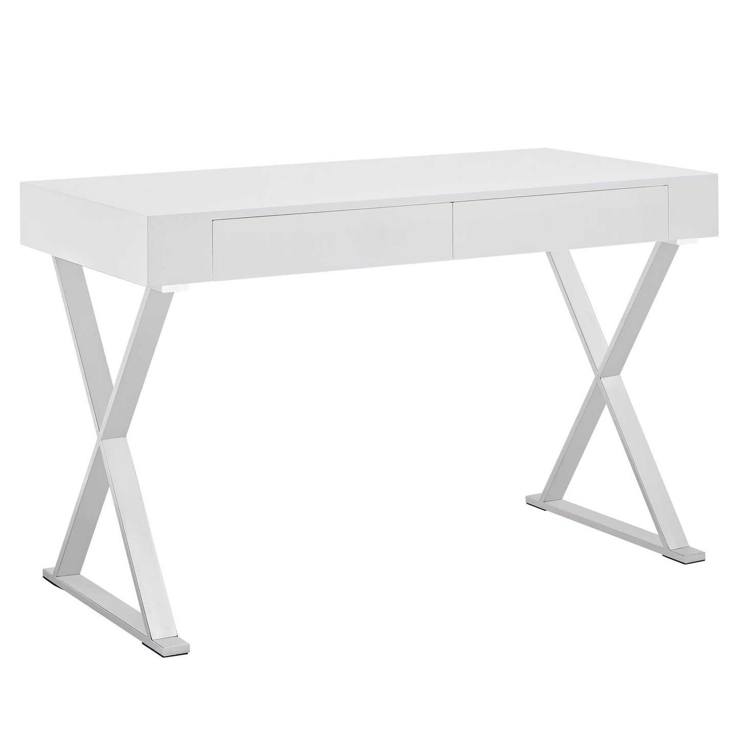 home office desks | Sector Modern Office Desk | Sleek High Gloss Coating | Distinguished Design | Stainless Steel Frame | White | casafoyer.myshopify.com