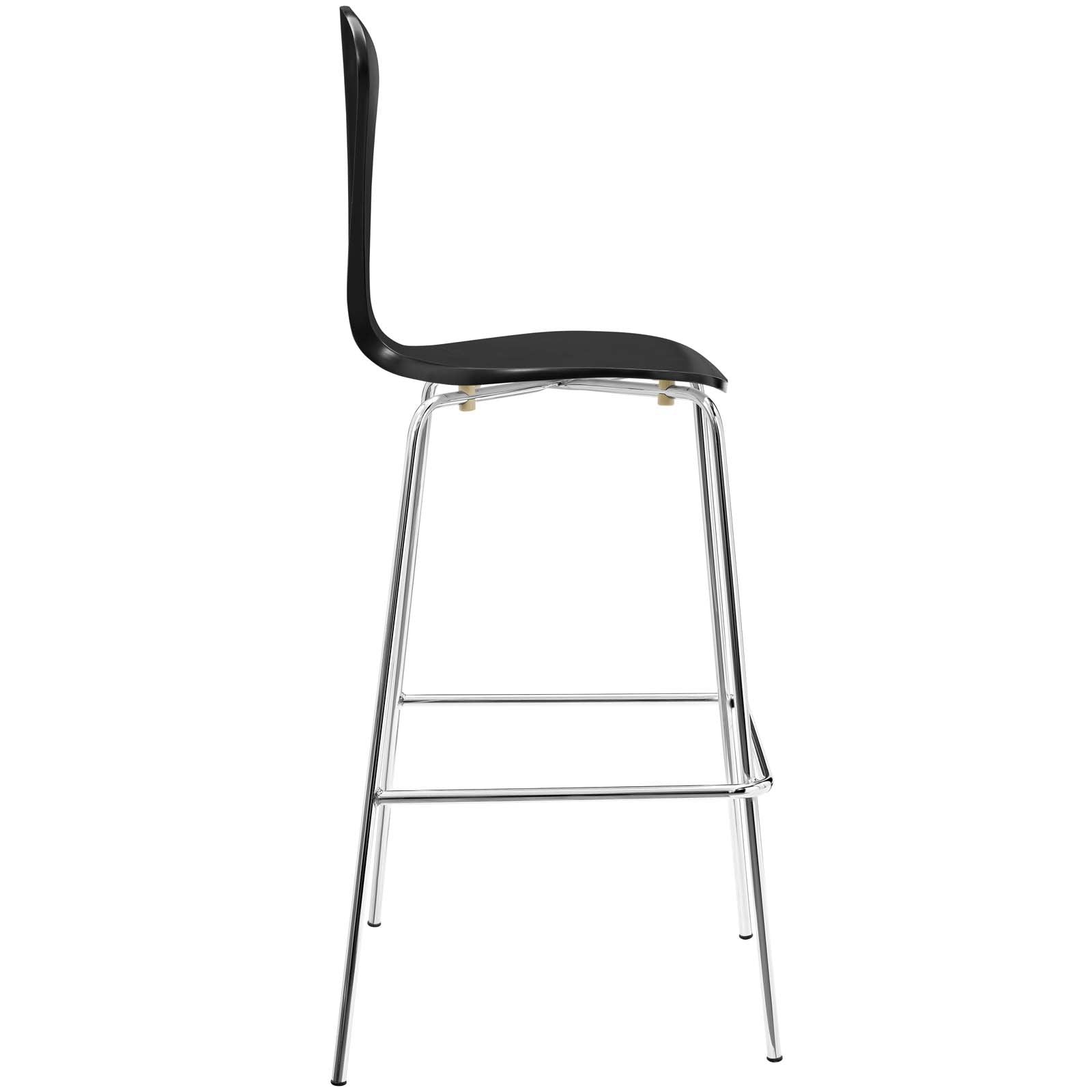 barstools | CasaFoyer Passage Bar Stool | Mid-Century Style | Lacquered Plywood | Chrome Base | V-Shaped Back | Waterfall Seat | Non-Marking Foot Caps | casafoyer.myshopify.com