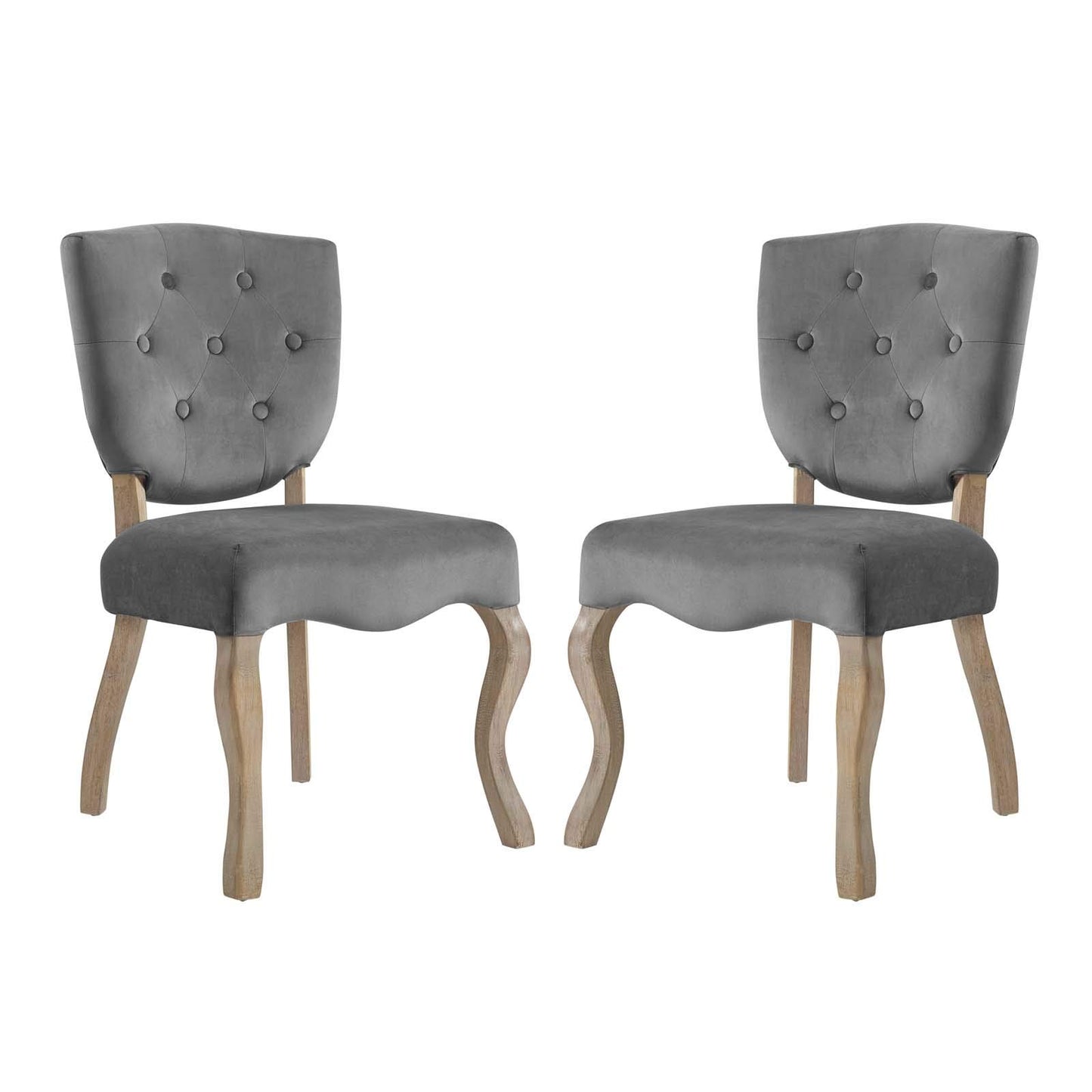 home office desk chairs | CasaFoyer Array Vintage French Dining Side Chair Set of 2 | Weathered Wood Legs | Button Tufted Shield Back | Velvet Upholstery | Comfortable Padded Seat | Non-Marking Foot Caps | No Assembly Required | Gray | casafoyer.myshopify.com