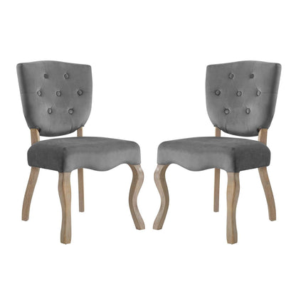 home office desk chairs | CasaFoyer Array Vintage French Dining Side Chair Set of 2 | Weathered Wood Legs | Button Tufted Shield Back | Velvet Upholstery | Comfortable Padded Seat | Non-Marking Foot Caps | No Assembly Required | Gray | casafoyer.myshopify.com