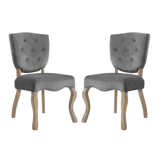 home office desk chairs | CasaFoyer Array Vintage French Dining Side Chair Set of 2 | Weathered Wood Legs | Button Tufted Shield Back | Velvet Upholstery | Comfortable Padded Seat | Non-Marking Foot Caps | No Assembly Required | Gray | casafoyer.myshopify.com