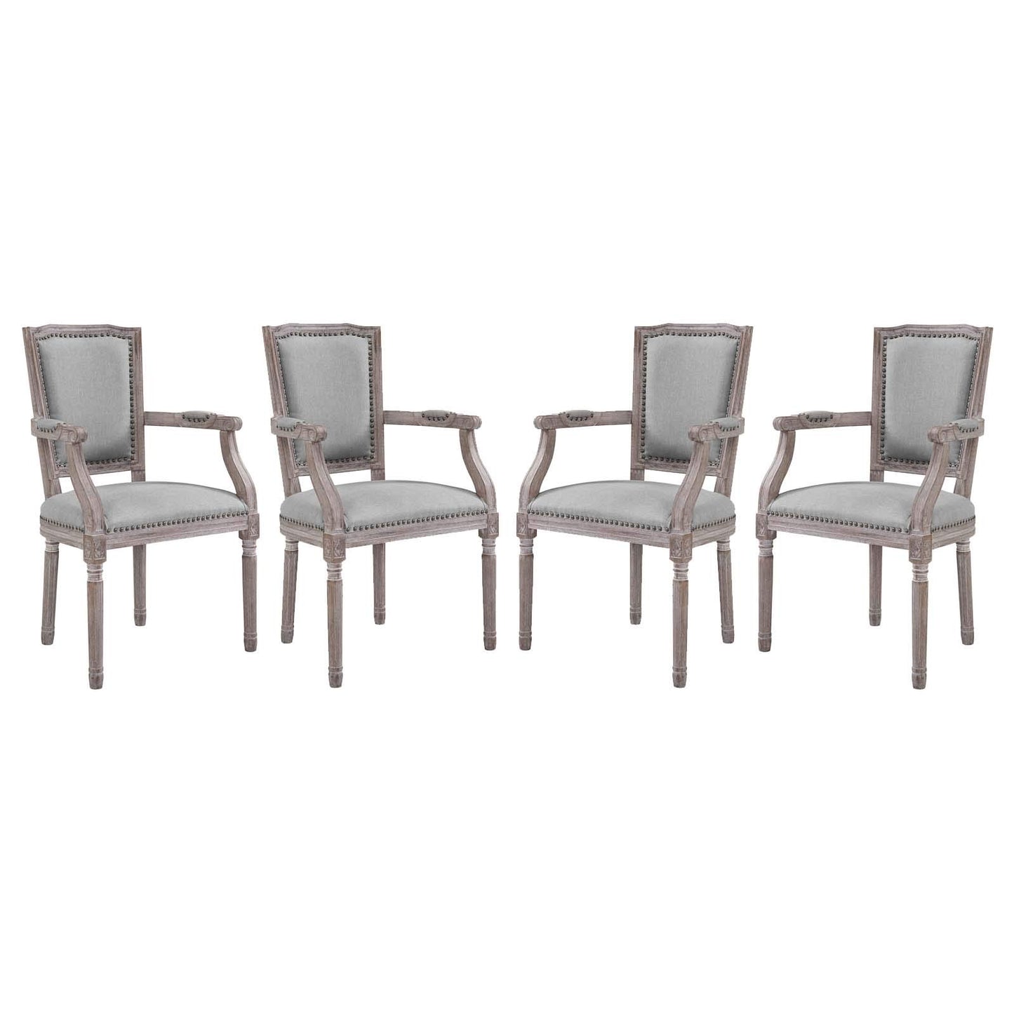 home office desk chairs | CasaFoyer Penchant Dining Armchair Set of 4 | Luxurious Elegance | Fluted Wood Frame | Plush Upholstery | Antique Copper Trim | Vintage French Look | 331lb Capacity | casafoyer.myshopify.com