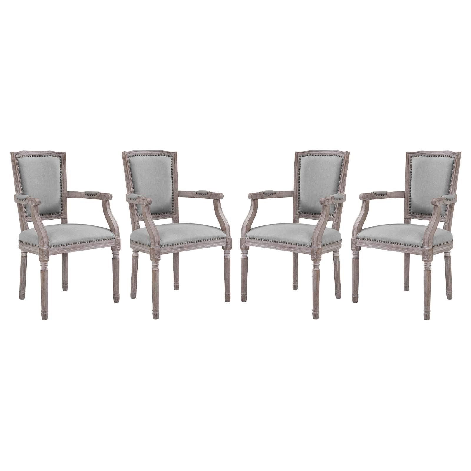 home office desk chairs | CasaFoyer Penchant Dining Armchair Set of 4 | Luxurious Elegance | Fluted Wood Frame | Plush Upholstery | Antique Copper Trim | Vintage French Look | 331lb Capacity | casafoyer.myshopify.com