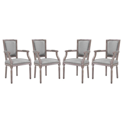 home office desk chairs | CasaFoyer Penchant Dining Armchair Set of 4 | Luxurious Elegance | Fluted Wood Frame | Plush Upholstery | Antique Copper Trim | Vintage French Look | 331lb Capacity | casafoyer.myshopify.com