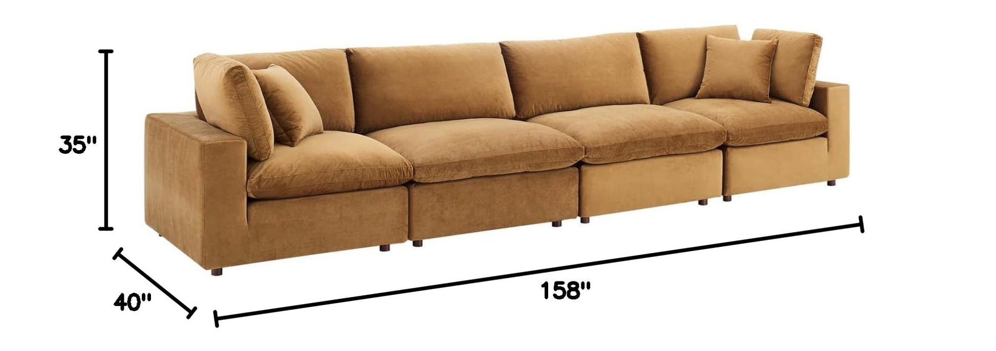 sofas | CasaFoyer Commix Cozy 4-Seater Sofa | Stain-Resistant Velvet | Solid Wood Construction | Foam Padded Cushions | Duck Down Fill | casafoyer.myshopify.com