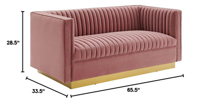 sofas | CasaFoyer Sanguine Performance Velvet Loveseat | Retro Modern Elegance | Stain-Resistant Upholstery | Ultimate Comfort & Support | Gold Stainless Steel Base | casafoyer.myshopify.com