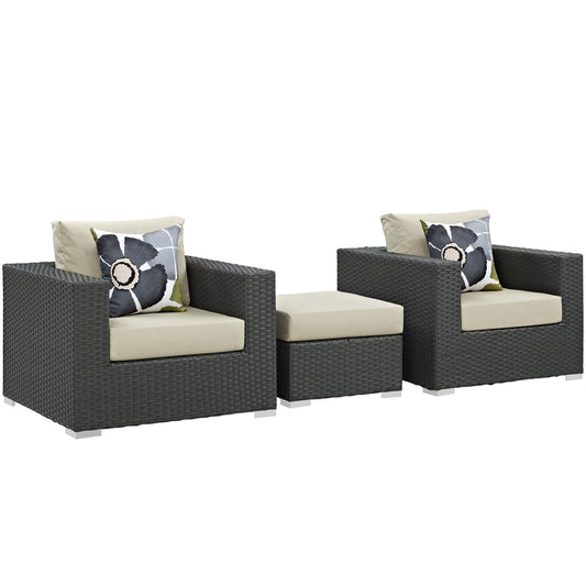 kitchen and dining room sets | CasaFoyer Sojourn Outdoor Patio Furniture Set | Ottoman & Armchairs | Sunbrella Cushions | UV Protection | Aluminum Frame | casafoyer.myshopify.com