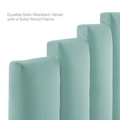 headboards | CasaFoyer Noelle Performance Velvet Full/Queen Headboard | Opulent Art Deco Style | Stain-Resistant | Adjustable Height | Densely Padded Foam | Mint | casafoyer.myshopify.com