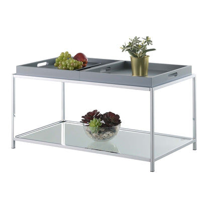 TABLE | Ergode Palm Beach Coffee Table | Glass Shelves & Reversible Trays | Contemporary Design | Chrome-Plated Steel Frame | Showcase Decor | casafoyer.myshopify.com