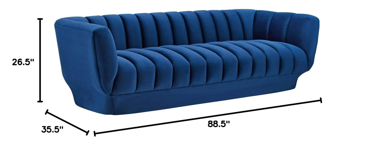 sofas | CasaFoyer Entertain Vintage-Inspired Sofa | Plush Tufted Stain-Resistant Velvet | Extra Wide 900 lbs Weight Capacity | Elegant Rimmed Base | Navy | casafoyer.myshopify.com
