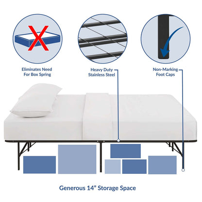 adjustable bed bases | CasaFoyer Horizon Metal Bed Frame | Durable Stainless Steel | Ample Storage Space | 1300 lbs Weight Capacity | Folds Away | Non-Marking Foot Caps | Compatible with Various Mattress Types | Easy Assembly | casafoyer.myshopify.com