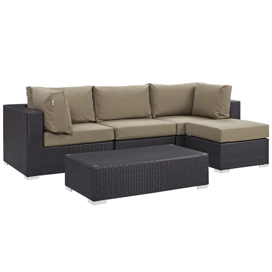 kitchen and dining room sets | CasaFoyer Convene Outdoor Sectional Set | Synthetic Rattan | Weather-Resistant Cushions | 5 Piece Patio Sofa Set | casafoyer.myshopify.com
