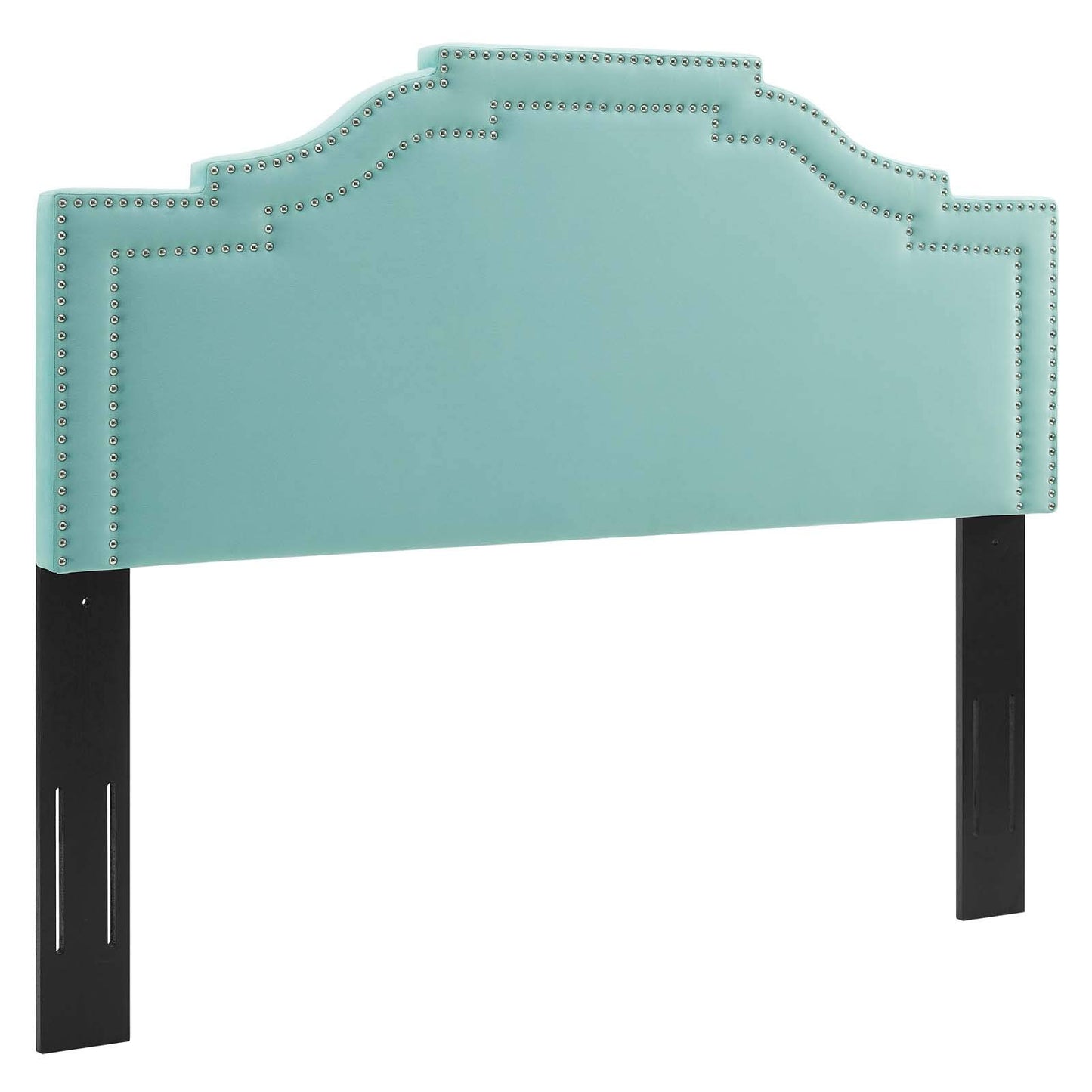 headboards | CasaFoyer Lucia Performance Velvet Twin Headboard | Elegant Arched Design | Nailhead Trim | Soft & Stain-Resistant | Height-Adjustable | Mint | casafoyer.myshopify.com