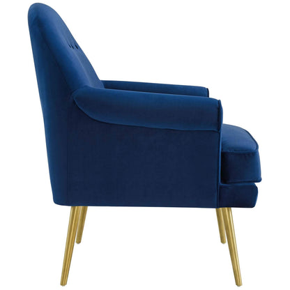 home office desk chairs | CasaFoyer Revive Accent Armchair | Vintage Glam Design | Stain-Resistant Velvet | Comfortable Foam Padding | Gold Stainless Steel Legs | Navy | casafoyer.myshopify.com