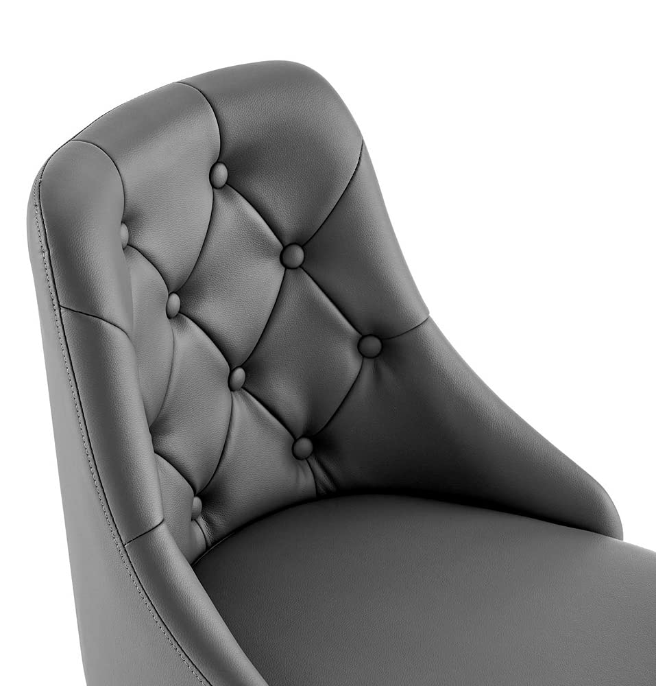 home office desk chairs | CasaFoyer Distinct Tufted Vegan Leather Office Chair | Contemporary Style | Timeless Elegance | Comfortable & Supportive | 360-degree Swivel | Tilt Control | Height Adjustable | Black Gray | casafoyer.myshopify.com