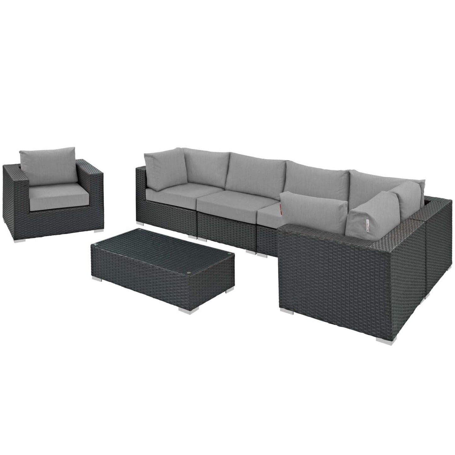 kitchen and dining room sets | CasaFoyer Sojourn Outdoor Patio Furniture Set | Sunbrella Cushions | Rattan Weave | UV Protection | Aluminum Frame | 7 Piece Sectional | casafoyer.myshopify.com
