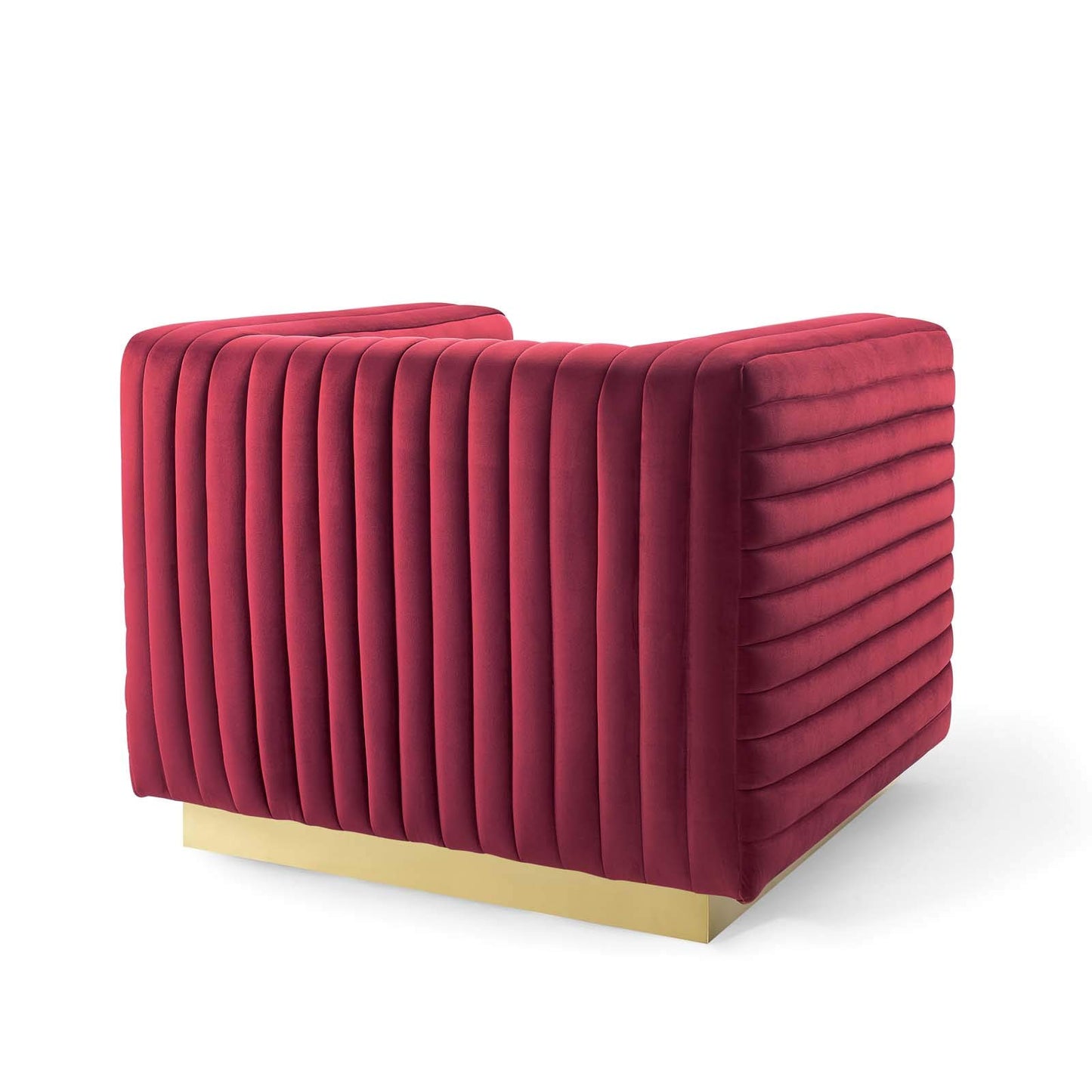 home office desk chairs | CasaFoyer Charisma Channel Tufted Performance Velvet Lounge Armchair | Stain-Resistant | Retro Modern Design | Gold Base | Fully Assembled | 440 lb Capacity | casafoyer.myshopify.com
