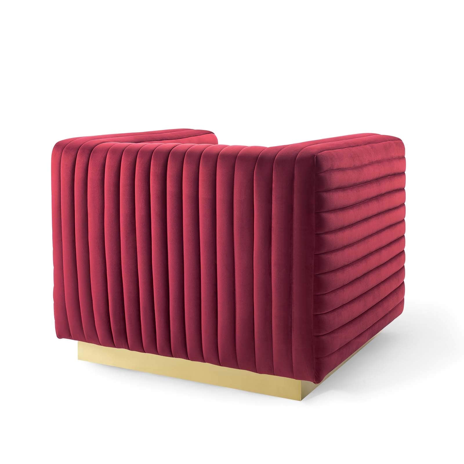 home office desk chairs | CasaFoyer Charisma Channel Tufted Performance Velvet Lounge Armchair | Stain-Resistant | Retro Modern Design | Gold Base | Fully Assembled | 440 lb Capacity | casafoyer.myshopify.com
