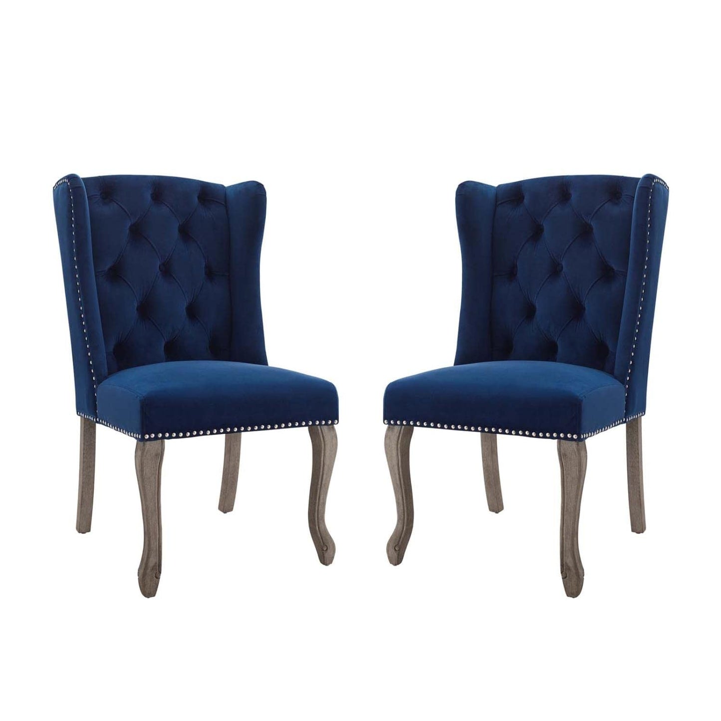 home office desk chairs | CasaFoyer Apprise Performance Velvet Dining Side Chair Set of 2 | French-Inspired Elegance | Vintage Allure | Tufted Design | Nailhead Trim | Weathered Wood Legs | Stain-Resistant Upholstery | Comfortable & Durable | casafoyer.myshopify.com