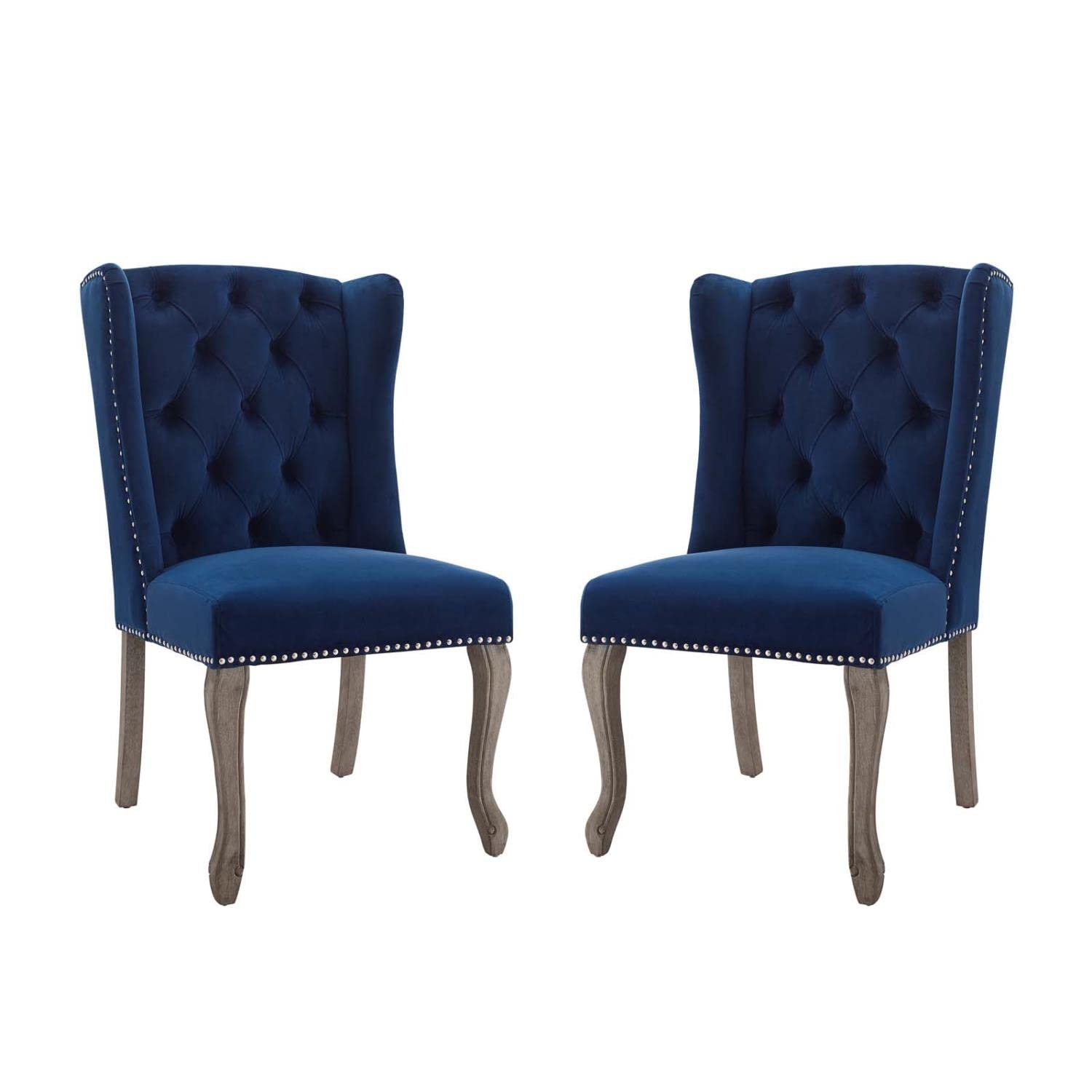 home office desk chairs | CasaFoyer Apprise Performance Velvet Dining Side Chair Set of 2 | French-Inspired Elegance | Vintage Allure | Tufted Design | Nailhead Trim | Weathered Wood Legs | Stain-Resistant Upholstery | Comfortable & Durable | casafoyer.myshopify.com