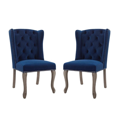 home office desk chairs | CasaFoyer Apprise Performance Velvet Dining Side Chair Set of 2 | French-Inspired Elegance | Vintage Allure | Tufted Design | Nailhead Trim | Weathered Wood Legs | Stain-Resistant Upholstery | Comfortable & Durable | casafoyer.myshopify.com