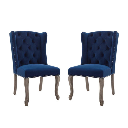 home office desk chairs | CasaFoyer Apprise Performance Velvet Dining Side Chair Set of 2 | French-Inspired Elegance | Vintage Allure | Tufted Design | Nailhead Trim | Weathered Wood Legs | Stain-Resistant Upholstery | Comfortable & Durable | casafoyer.myshopify.com