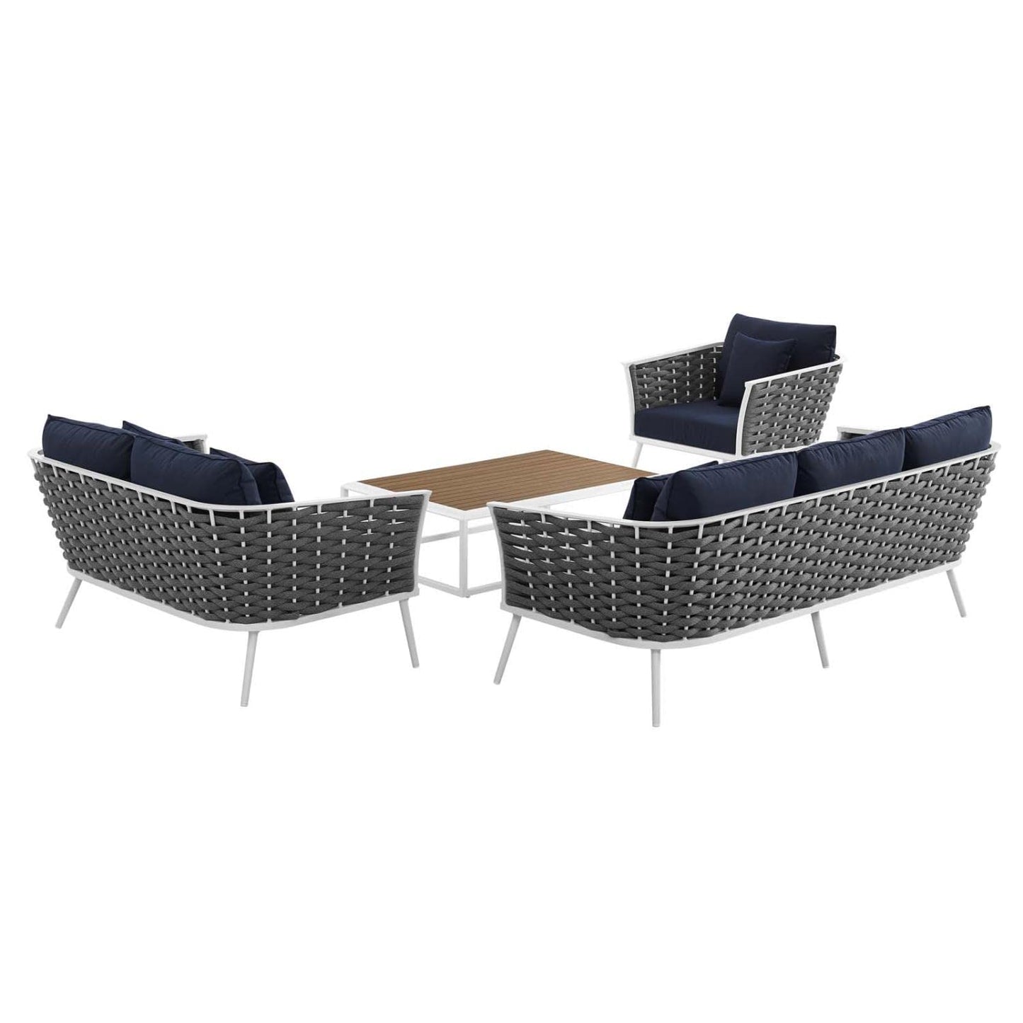 kitchen and dining room sets | CasaFoyer Stance Outdoor Collection | Modern Design | Waterproof Cushions | Durable Aluminum Frame | 4 Piece Patio Set | casafoyer.myshopify.com
