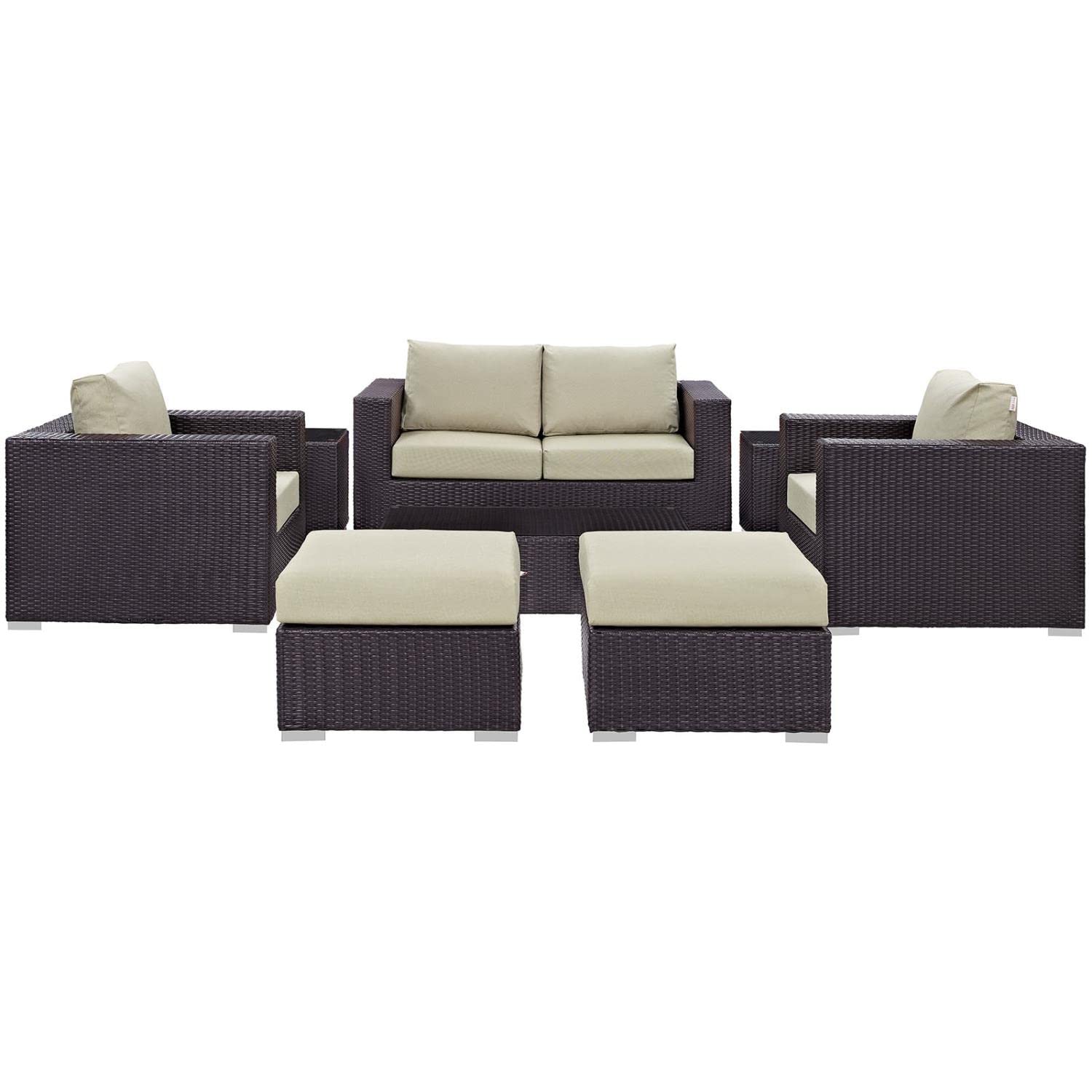 kitchen and dining room sets | CasaFoyer Convene Outdoor Sectional Set | Synthetic Rattan | Aluminum Frame | All-Weather Cushions | 8 Piece Patio Sofa Set | casafoyer.myshopify.com