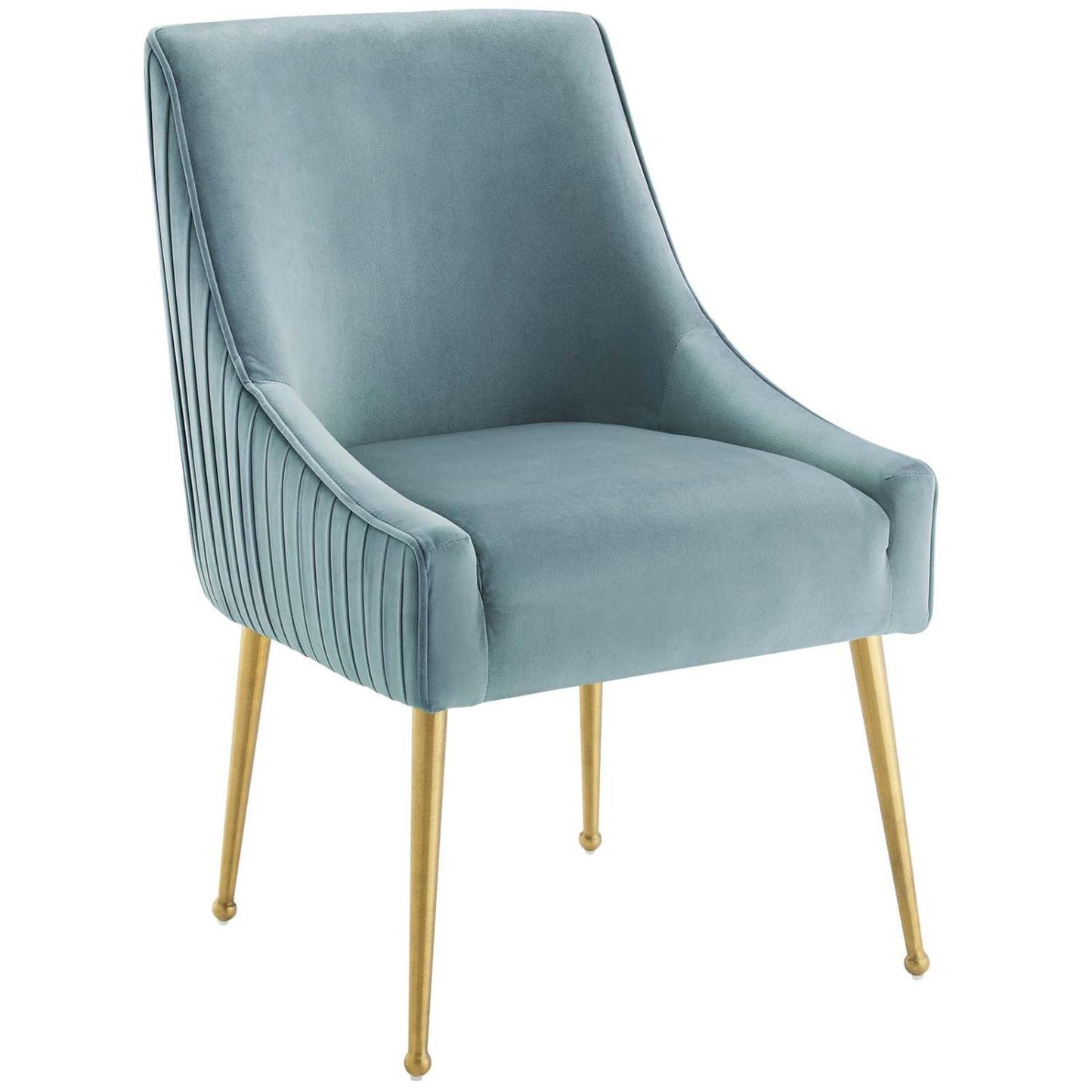 home office desk chairs | CasaFoyer Discern Performance Velvet Pleated Back Dining Chair Set of 2 | Stain-Resistant | Gold Legs | Versatile | Non-Marking Foot Caps | casafoyer.myshopify.com