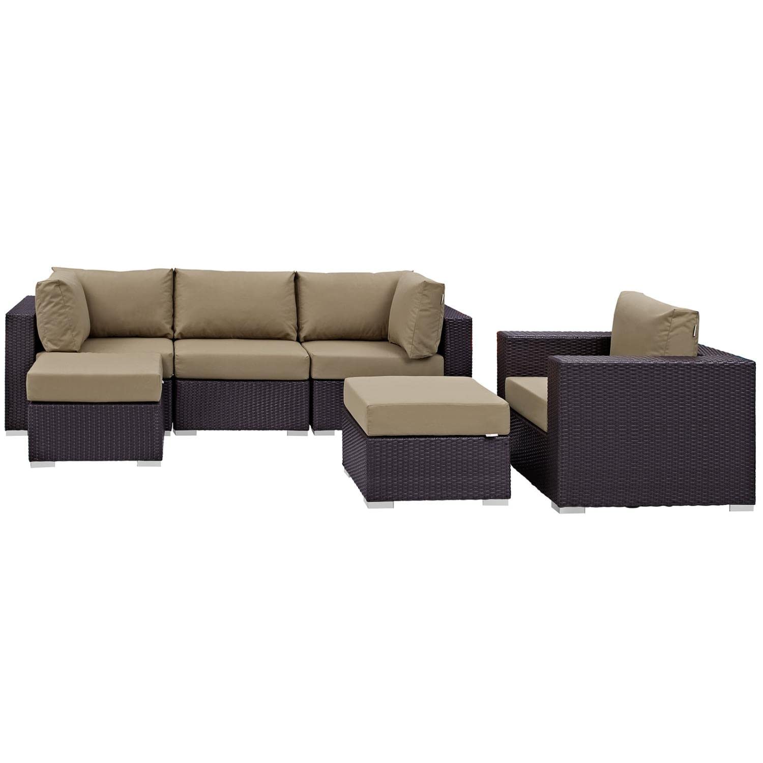 kitchen and dining room sets | CasaFoyer Convene Outdoor Sectional Set | Durable Rattan & Aluminum Frame | Weather-Resistant Cushions | Patio Sofa Set with Armchair, Armless, Corner Sections & Ottomans | casafoyer.myshopify.com