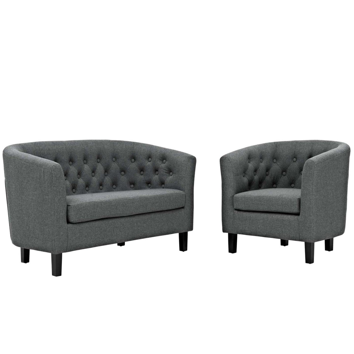 kitchen and dining room sets | CasaFoyer Prospect Button Tufted Upholstered Fabric Sofa Furniture Set | Luxury & Elegance | Chesterfield Design | Plush Foam Padding | Sturdy Wood Construction | Espresso Stained Legs | 2 Piece Set | Gray | casafoyer.myshopify.com