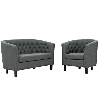 kitchen and dining room sets | CasaFoyer Prospect Button Tufted Upholstered Fabric Sofa Furniture Set | Luxury & Elegance | Chesterfield Design | Plush Foam Padding | Sturdy Wood Construction | Espresso Stained Legs | 2 Piece Set | Gray | casafoyer.myshopify.com
