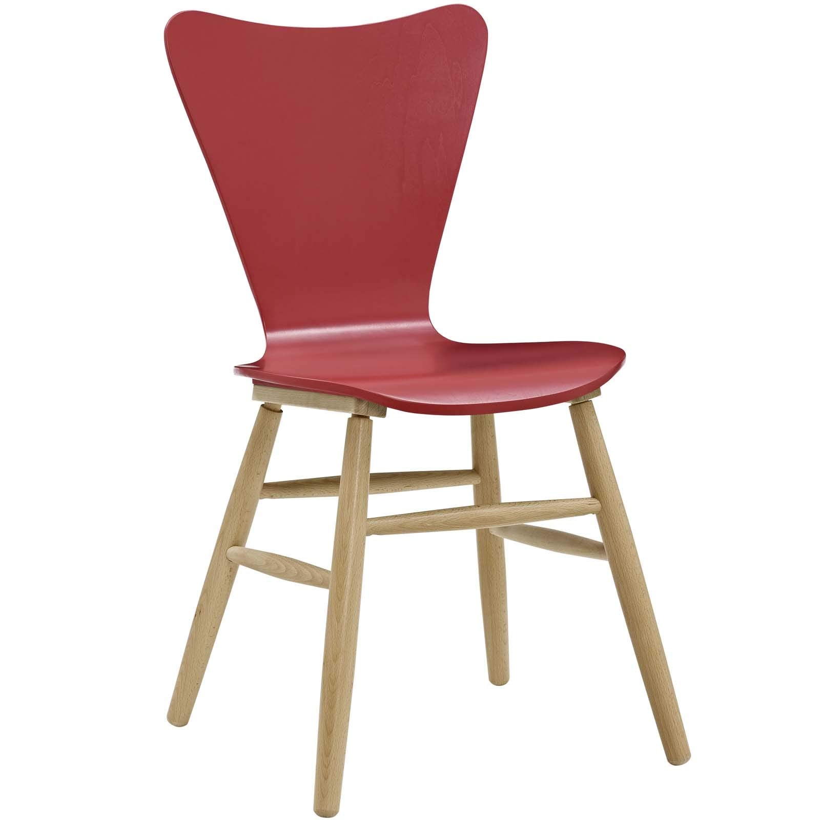 home office desk chairs | CasaFoyer Cascade Dining Chair Set of 4 | Mid-Century Style | Contoured Seat | Flared Back | Beechwood Legs | 331lb Capacity | Red | casafoyer.myshopify.com