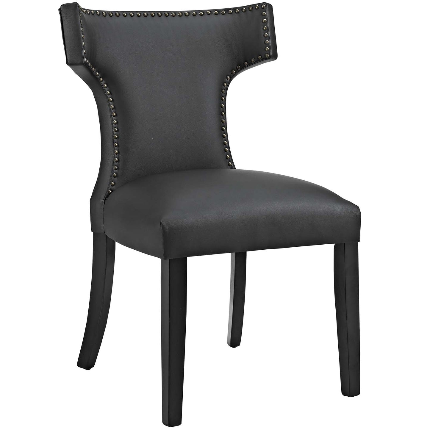 home office desk chairs | CasaFoyer Curve Dining Side Chair | Elegant Design | Nailhead Trim | Foam Padding | Vinyl Cover | Non-Marking Foot Caps | Tapered Wooden Legs | Set of 2 | Black | casafoyer.myshopify.com