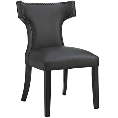 home office desk chairs | CasaFoyer Curve Dining Side Chair | Elegant Design | Nailhead Trim | Foam Padding | Vinyl Cover | Non-Marking Foot Caps | Tapered Wooden Legs | Set of 2 | Black | casafoyer.myshopify.com