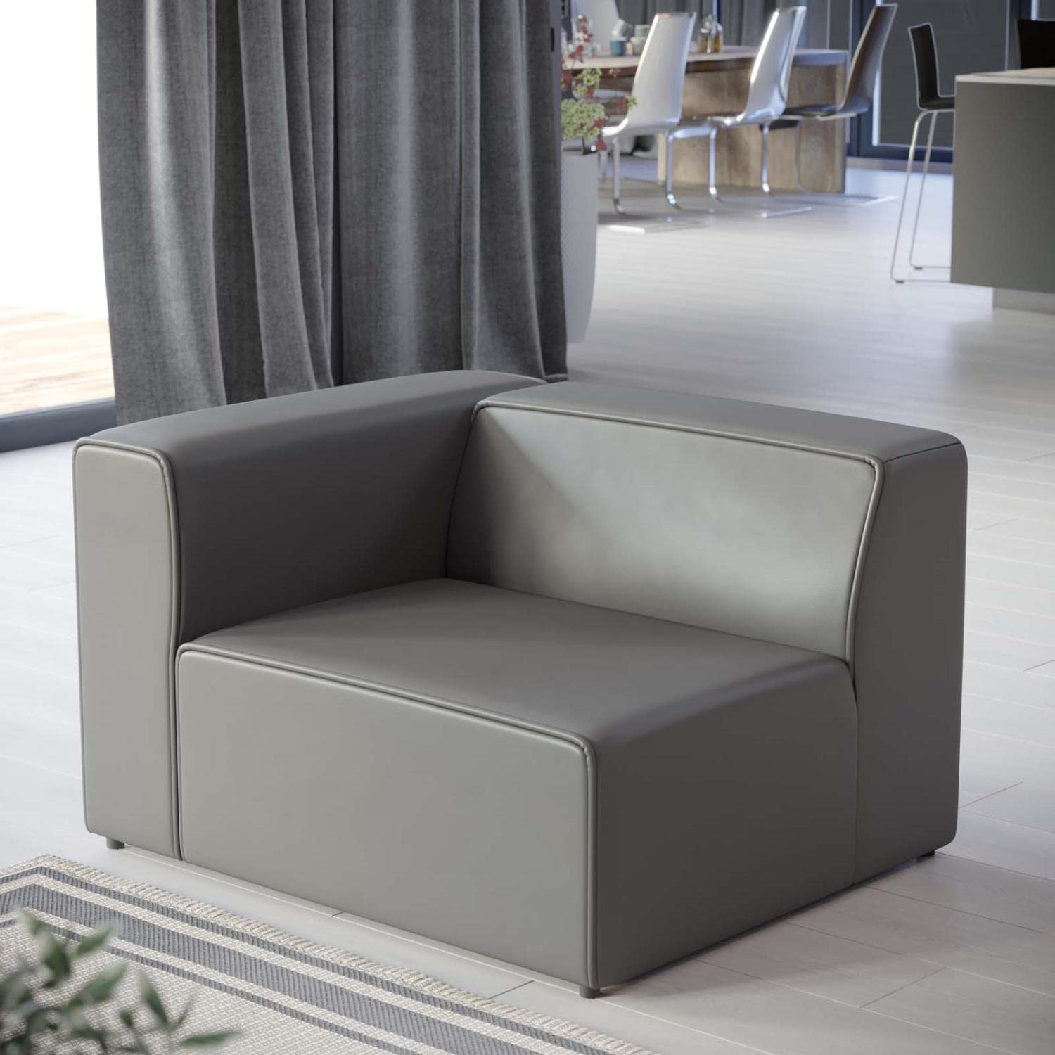 sofas | CasaFoyer Mingle Vegan Leather Left-Arm Chair | Ultimate Comfort | Spacious Design | Dense Foam Padding | Adjustable | Vegan Leather Upholstery | Sturdy Legs | Modular Sectional Sofa | Gray | casafoyer.myshopify.com