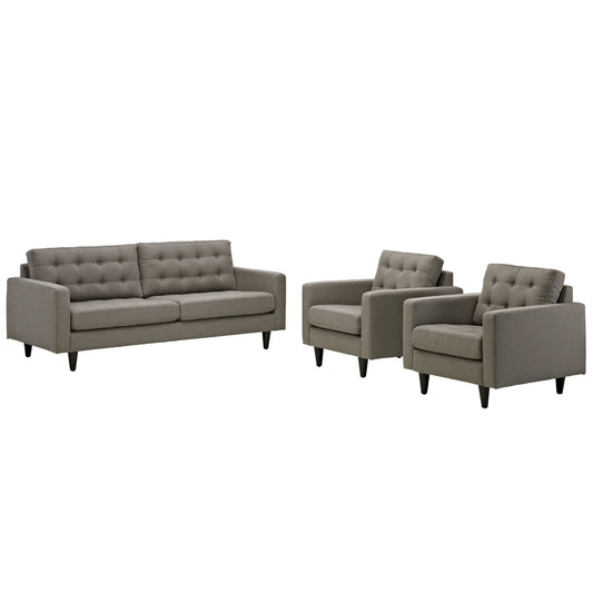 kitchen and dining room sets | CasaFoyer Empress Upholstered Sofa | Armchairs Set - Exquisite Design | Tufted Buttons | Luxurious Cushions | Granite | casafoyer.myshopify.com