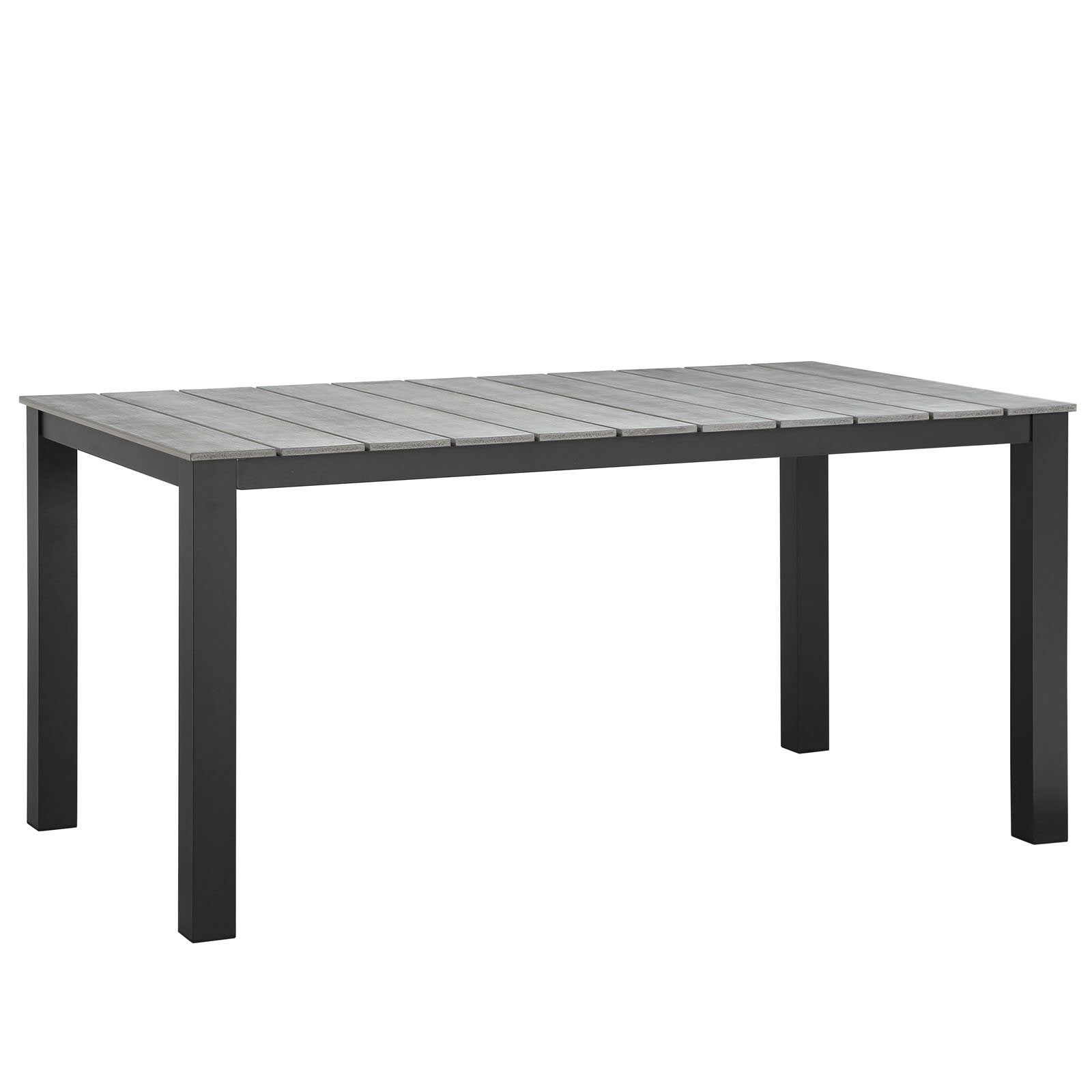 Dining Table | Maine Outdoor Patio 63 Dining Table | Synthetic Wood Grain Plank Boards | Powder-Coated Aluminum Frame | Luxurious Natural Ambiance | Ideal for Al Fresco Dining | Contemporary and Fashionable | casafoyer.myshopify.com